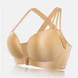 Plus Size Wireless Front Closure Criss-Cross Back Bras - Nude