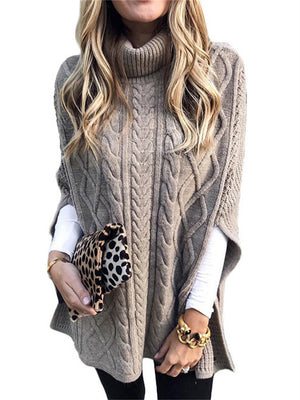 Turtle Neck Solid Color Loose Sweaters