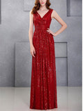 Glamorous V Neck Fitted Waist Sleeveless Maxi Dress for Prom