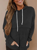 Ladies Long Sleeve Drawstring Plain Waffle Hoodie