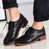 New Soft Leather Cozy Flat Lace Up Round Toe Shoes