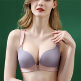 Women's Back Butterfly Embroidered Front Closure Soft Bras - Nude