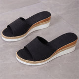 Women's Outer Wear Elegant Thick Bottom Wedge Heel Cloth Slippers