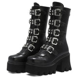 Punk Style Super Cool PU Leather Winter High Boots for Women