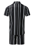 Stripe Short Sleeve Shirts 2 Pieces Sets