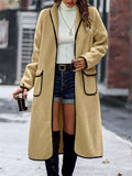 Comfy Chic Contrast Color Lapel Female Long Coats