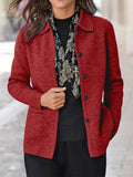 Comfortable Long Sleeve Lapel Button-down Coats for Women