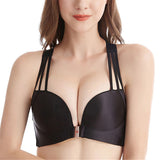 Plus Size Wireless Front Closure Criss-Cross Back Bras - Black