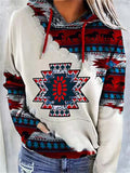 Trendy Printed Contrast Color Long Sleeve Hoodies