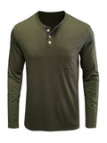 Men's Casual Round Neck Long Sleeve Daily Wear Solid Color T-Shirt