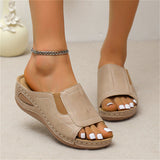 Casual Thick Sole Wedge Heel Open Toe Beach Slippers for Women