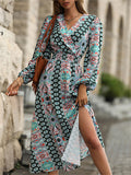 V Neck Holiday Bohemia Style Casual Chic Dresses For Ladies