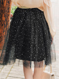 Casual Pretty Knee-Length One Size Tulle Skirts With Decorated Little Stars