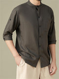 Loose Casual Comfy Full Buttons Long Sleeve Shhirts With Pocket For Men