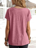 Summer Women's Loose Pullover U Neck Short Sleeve Casual T-shirts