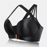 Plus Size Wireless Front Closure Criss-Cross Back Bras - Black