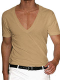 Men's Fashion Summer Deep V Neck Plain T-shirts