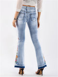 Women's Fashion 3D Embroidery Bell-Bottom Denim Jeans