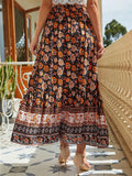 Graceful Printed High Waist Split Skirts