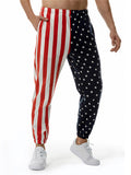 Stylish American Flag Print Elastic Waist Male Ankle Tied Pants