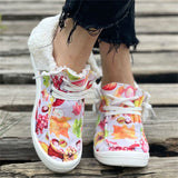 Super Cute Painting Keep Warm Lace Up Women Cotton Cloth Loafers