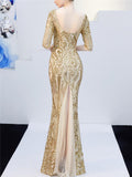 Shimmering Sequined Backless Front Lace Up Tulle Dress for Evening Party