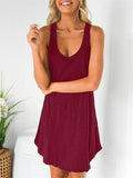 Women's Summer Sports U Neck Irregular Hem Tank Dress