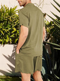 Men's Short Sleeved Buttons Up Summer Beach Linen Sets