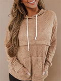 Ladies Long Sleeve Drawstring Plain Waffle Hoodie