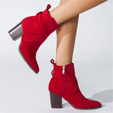 Fashion Pointed Toe High Heels Women Grace Suede Ankle Boots