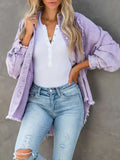 Women's Fashion Raw Edge Single Breasted Sweet Denim Coats