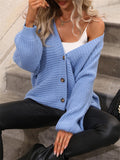 Women's Stunning Simple Baggy V Neck Button Knit Sweaters