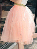 Casual Pretty Knee-Length One Size Tulle Skirts With Decorated Little Stars